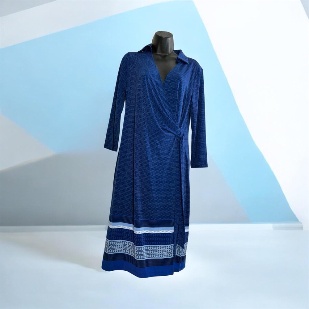 The Limited Blue Black Wrap Dress Size Medium NEW